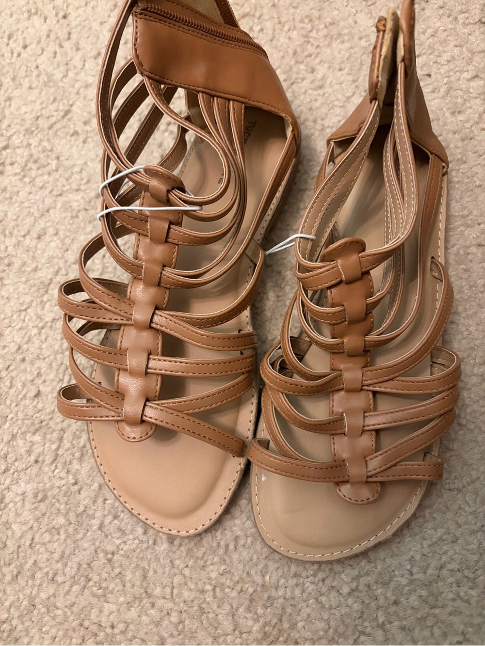 Girls Tucker and  Tate Tan Strappy Gladiator Sandals